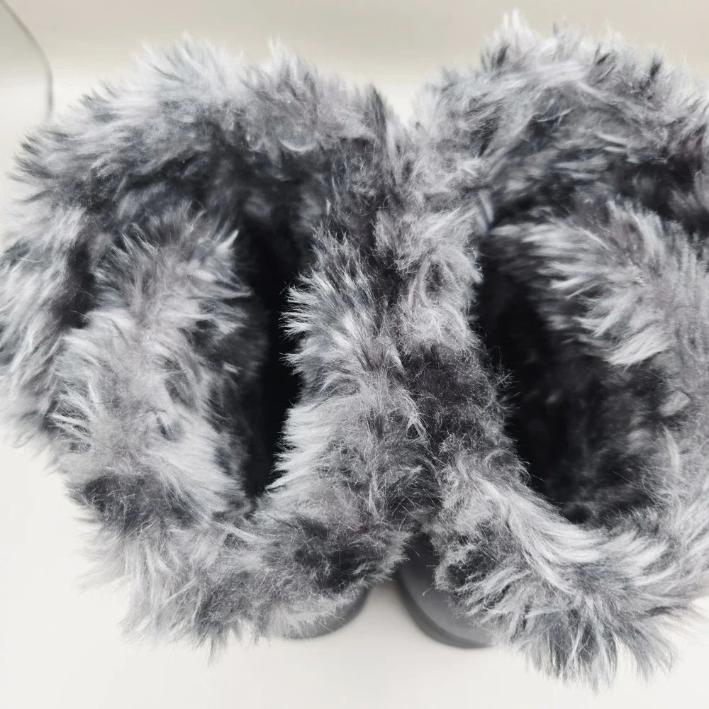 Vionic Fairfax Gray Faux Fur Winter Boots Women's‎ Size 7 Mid Calf Comfort Shoes
